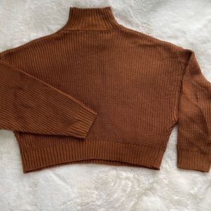 Copper brown mock/turtleneck knit sweater